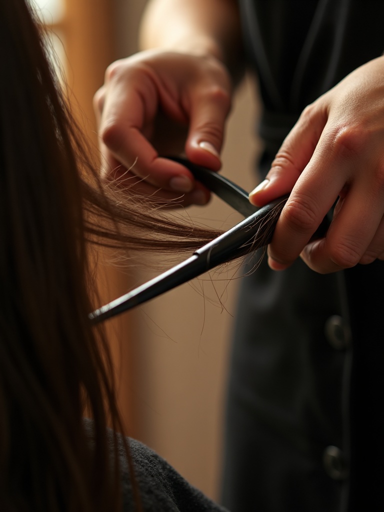 Estilista cortando el cabello con tijera